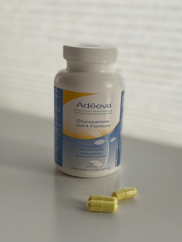 This is a picture of a glucosamine sulphate supplement bottle with capsules. Glucosamine sulphate for osteoarthritis pain relief is safe and effective.